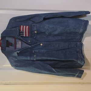 🇺🇸Pre-loved‎ American Flag Jean Jacket